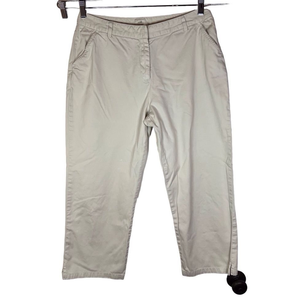 J.Jill Women's White Cotton Pleated Capri Size 12 Summer‎ Spring Work Wear Comfy